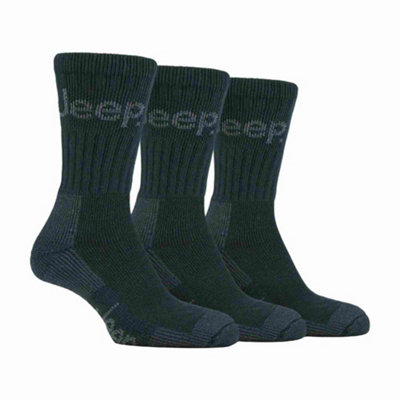 Jeep Terrain - Mens 3 Pair Work Socks 6-11 Green