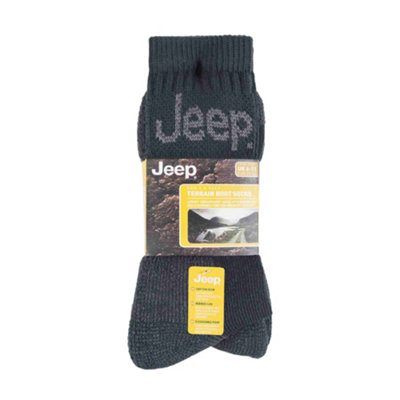Jeep Terrain - Mens 3 Pair Work Socks 6-11 Green