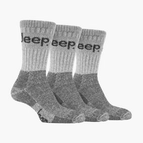 Jeep Terrain - Mens 3 Pair Work Socks 6-11 Grey