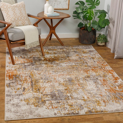 JEEVIKA Abstract Modern Marble Orange Area Rug 200 x 275 cm