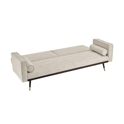 Jenna 3 Seater Split Back Faux Suede Click Clack Sofa Bed - Cream