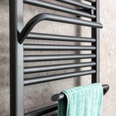 Jenna Anthracite Heated Towel Rail 1500x550mm DIY at B Q