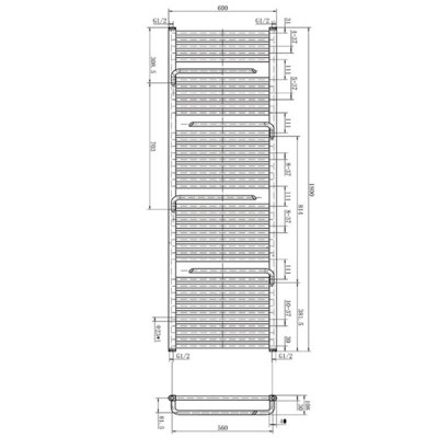 Jenna Anthracite Heated Towel Rail - 1800x600mm