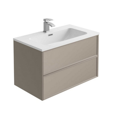 Jenner Light Grey Wall Hung Vanity Unit & Basin Set (W)800mm (H)500mm