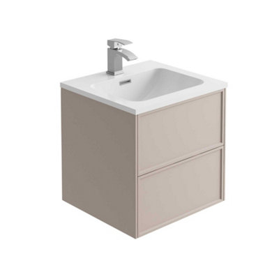 Jenner Light Pink Wall Hung Vanity Unit & Basin Set (W)500mm (H)500mm