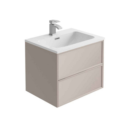 Jenner Light Pink Wall Hung Vanity Unit & Basin Set (W)600mm (H)500mm