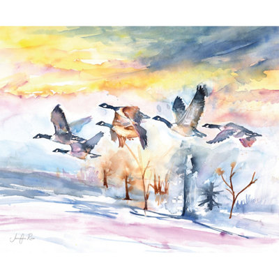 Jennifer Rose Geese Winter Sky Canvas Print Multicoloured (40.5cm x 4cm ...