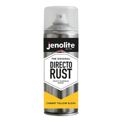 Jenolite Directorust All-in-One Multi-Surface Paint - Canary Yellow Gloss - 400ml Spray Can - 3-Pack