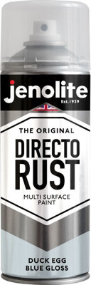 Jenolite Directorust All-in-One Multi-Surface Paint - Duck Egg Blue Gloss - 400ml Spray Can - 3-Pack