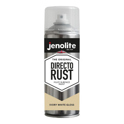 Jenolite Directorust All-in-One Multi-Surface Paint - Ivory White Gloss - 400ml Spray Can - 3-Pack