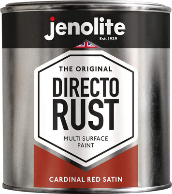 JENOLITE Directorust Cardinal Red Satin - Multi Surface Paint - 1 Litre - RAL 3001