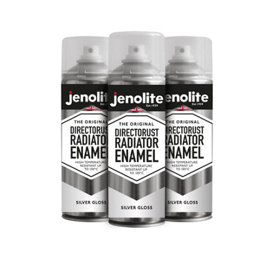 Jenolite Directorust Radiator Enamel Paint - Silver Gloss - 400ml Spray Can - 3-Pack