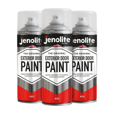 Jenolite Exterior Door Paint - Red - 400ml Spray Can - 3-Pack