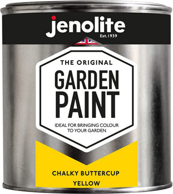 JENOLITE Garden Paint Chalky Buttercup Yellow - Multi-surface Paint - Ideal for Garden Furniture & Ornaments - 1 Litre - RAL 1018