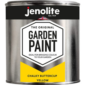 JENOLITE Garden Paint Chalky Buttercup Yellow - Multi-surface Paint - Ideal for Garden Furniture & Ornaments - 1 Litre - RAL 1018