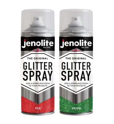 Jenolite Multi-Surface Glitter Paint - Red/Green - 400ml Spray Can - 2-Pack