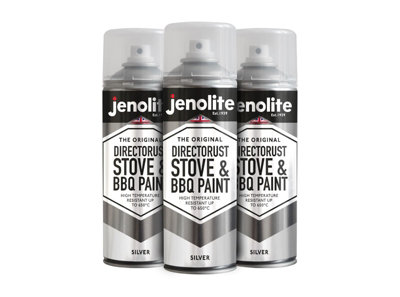 Jenolite Rust Resistant Stove & BBQ VHT Paint - Silver - 400ml Spray Can - 3-Pack