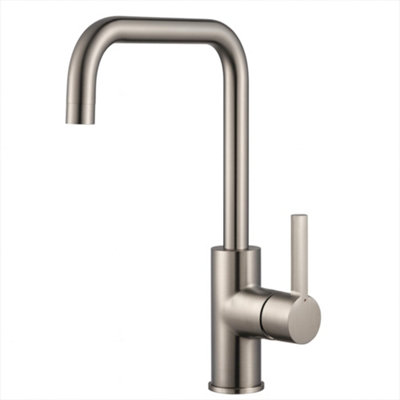 Jeroni Brushed Nickel Kitchen Sink Mixer Tap, Single Lever with Swivel ...