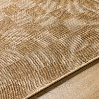 JERRIE In- & Outdoor Jute-Look Medium Brown Checkered Area Rug 120 x 170 cm