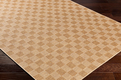 JERRIE In- & Outdoor Jute-Look Medium Brown Checkered Area Rug 120 x 170 cm