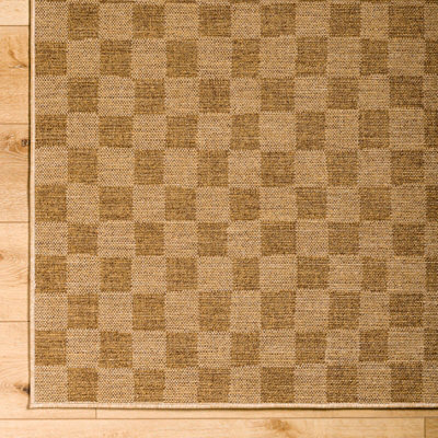 JERRIE In- & Outdoor Jute-Look Medium Brown Checkered Area Rug 120 x 170 cm