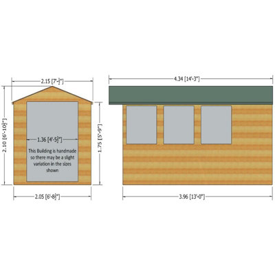 Jersey Double Doors Tongue and Groove Garden Shed Workshop Approx 7 x 13 Feet - 5