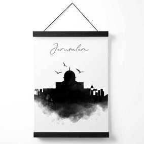 Jerusalem Watercolour Skyline City Medium Poster with Black Hanger