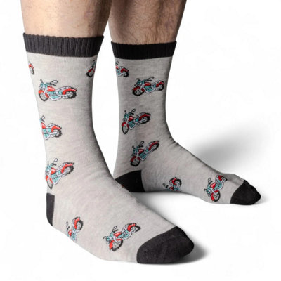 Jess & Lou Mens Novelty Motorcycle Socks 7-11