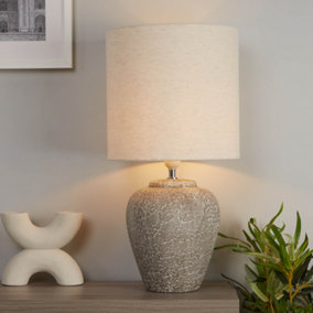 Jessa Grey Ceramic Table Lamp with Cream Shade