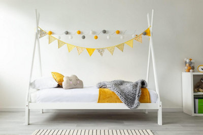 Jessie Kids White Wooden Teepee Tent Bed - Single 3ft