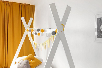 Jessie Kids White Wooden Teepee Tent Bed - Single 3ft