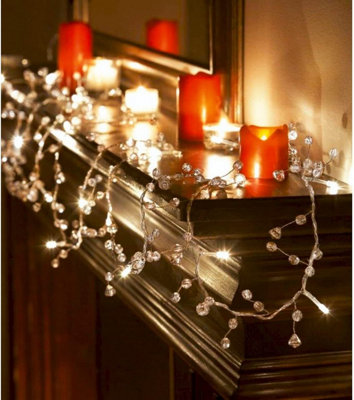 Jewel Beaded String Lights with 20 Warm White LEDs - Battery Powered Fairy Light Indoor Decoration - Measures 275cm
