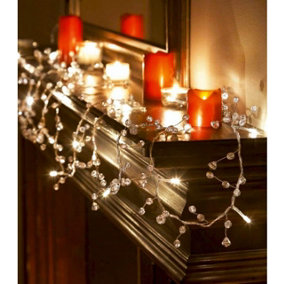 Jewel Beaded String Lights with 20 Warm White LEDs - Battery Powered Fairy Light Indoor Decoration - Measures 275cm
