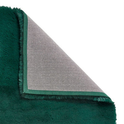 Jewel Green Shaggy Plain Modern Polyester Easy to Clean Rug for Living Room and Bedroom-150cm X 230cm