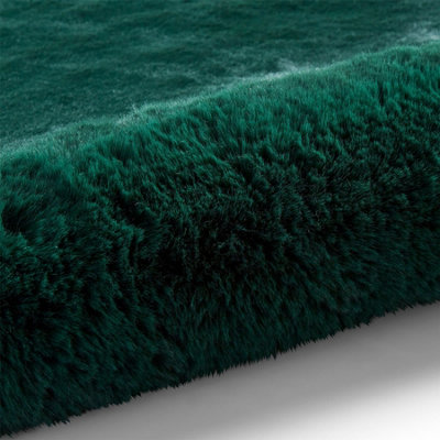 Jewel Green Shaggy Plain Modern Polyester Easy to Clean Rug for Living Room and Bedroom-150cm X 230cm - 3