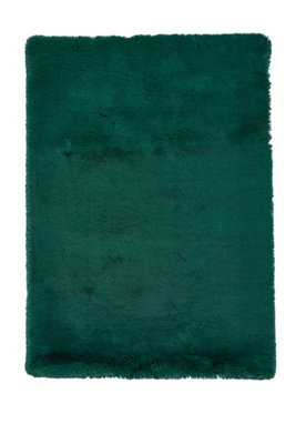 Jewel Green Shaggy Rug, 80mm Thickness Plain Rug, Anti-Shed Durable Modern Rug for Bedroom, & Dining Room-150cm X 230cm