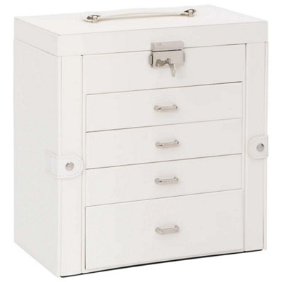 Jewellery Box 5 Layer with Mirror Lockable White