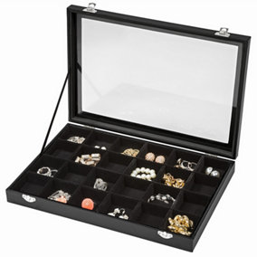Jewellery box with 24 storage compartments - black