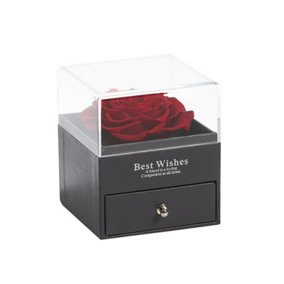 Jewellery Box with Decorative Rose - L9 x W9 x H10 cm
