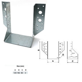 Jiffy Timber Joist Hangers Decking Lofts Roofing Zinc Packs - Size 120x160x80x2mm - Pack of 5