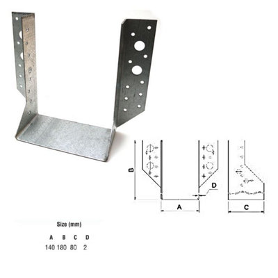 Jiffy Timber Joist Hangers Decking Lofts Roofing Zinc Packs - Size 140x180x80x2xmm - Pack of 1