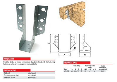 Jiffy Timber Joist Hangers Decking Lofts Roofing Zinc Packs - Size 41x169x75x2mm - Pack of 10