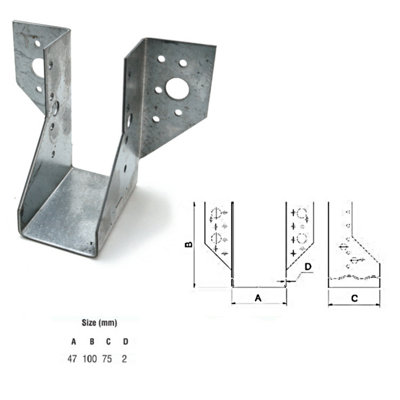 Jiffy Timber Joist Hangers Decking Lofts Roofing Zinc Packs - Size 47x100x75x2mm - Pack of 1 Price Comparisons | Compare The Build