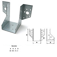 Jiffy Timber Joist Hangers Decking Lofts Roofing Zinc Packs - Size 60x100x75x2mm - Pack of 5