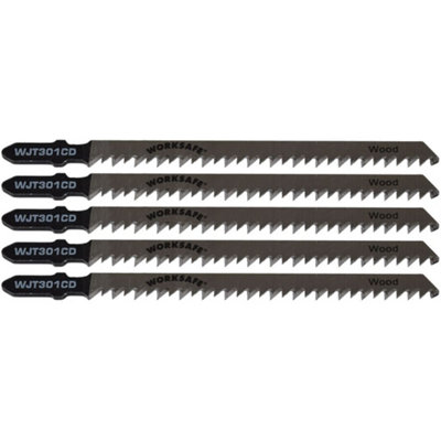Jigsaw Blade for Wood & Plastics 90mm 8tpi Pack of 5 by Ufixt DIY at B&Q