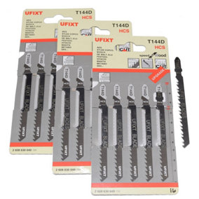 Jigsaw Blades T144D For High Speed Wood Cutting High Carbon Steel HCS 15 Pack by Ufixt