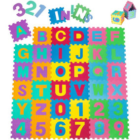 Jigsaw mat 86-pieces made of foam - colourful