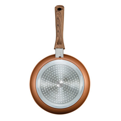 JML Copper Stone Pans Non-Stick & Hard Wearing with Wood Effect Handle ...
