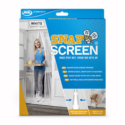 JML Snap Screen White - Magnetised Mesh Bug-Free Door Curtain