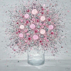 Jo Gough Rose Framed Canvas Print Blush Pink (30cm x 30cm)